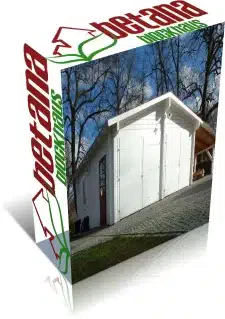 Eine weiße Box mit dem Bild einer Garage