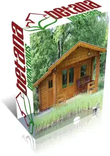 Eine Kiste mit einer kleinen Holzhütte, auch Gartenhäuser genannt, darauf.