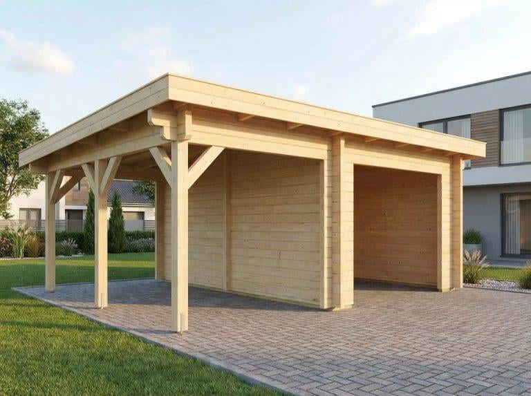 Einzelgarage Carport aus Holz: Robuste Holzkonstruktion für Ihr Auto. Ideal als Unterstand oder Wetterschutz.