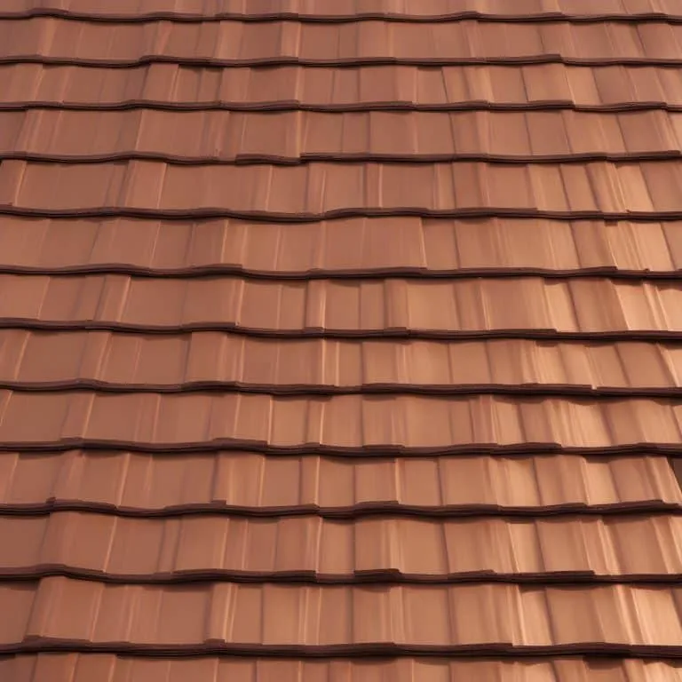 Dacheindeckung Eine Nahaufnahme einer braunen Dacheindeckung.